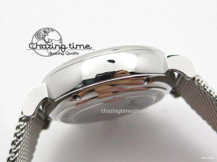 MIROTIME 0124 Portofino Chrono SS Black Dial on SS Mesh Bracelet A StreetReady 7399